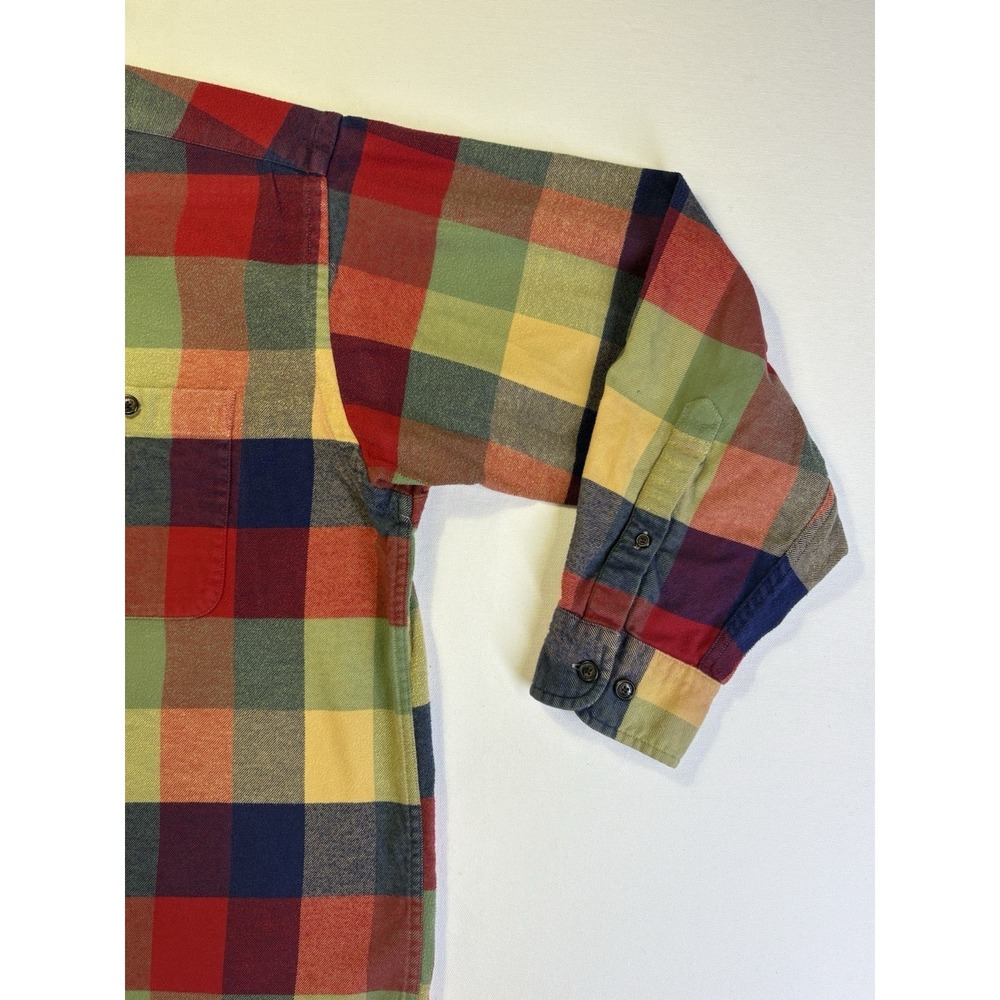 Orvis Men's Cotton Long Sleeve Plaid Button-Up Flannel Size XL RED ORANGE BLUE - Picture 4 of 7